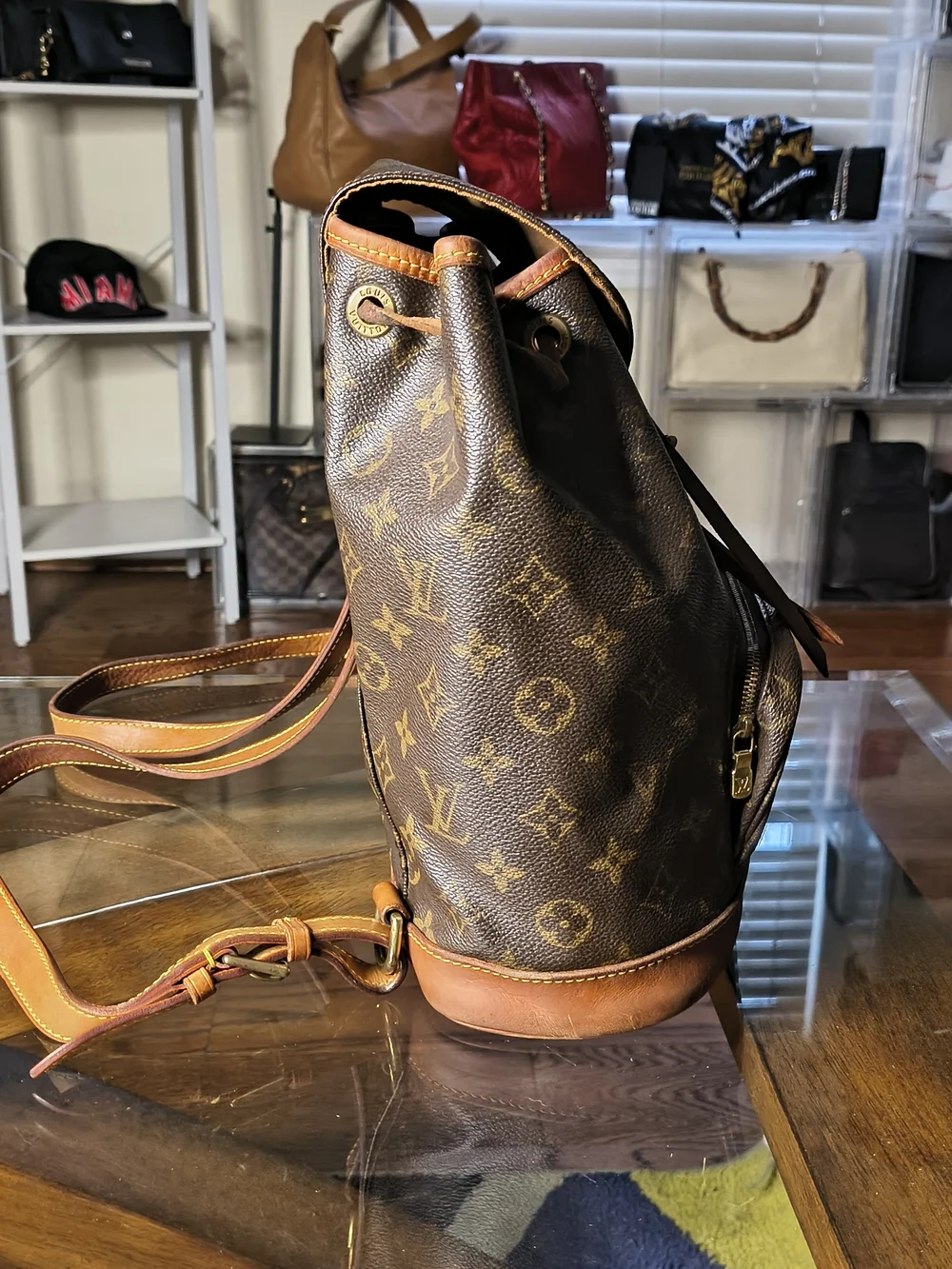 Louis Vuitton Monogram Montsouris MM Backpack Brown Canvas Leather Made in Franc